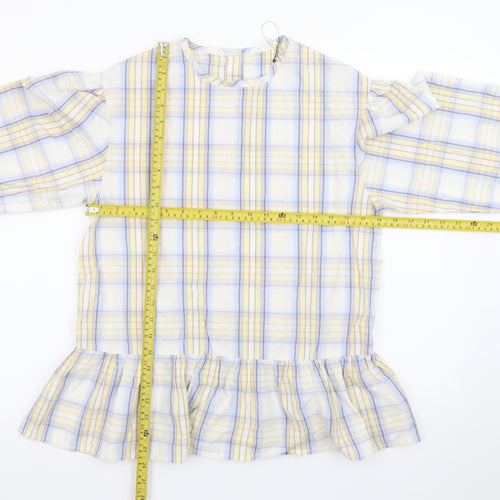 Marks and Spencer Teens Multicoloured Cotton Check Ruffle Blouse Size 16