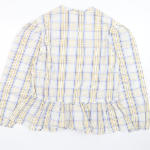 Marks and Spencer Teens Multicoloured Cotton Check Ruffle Blouse Size 16