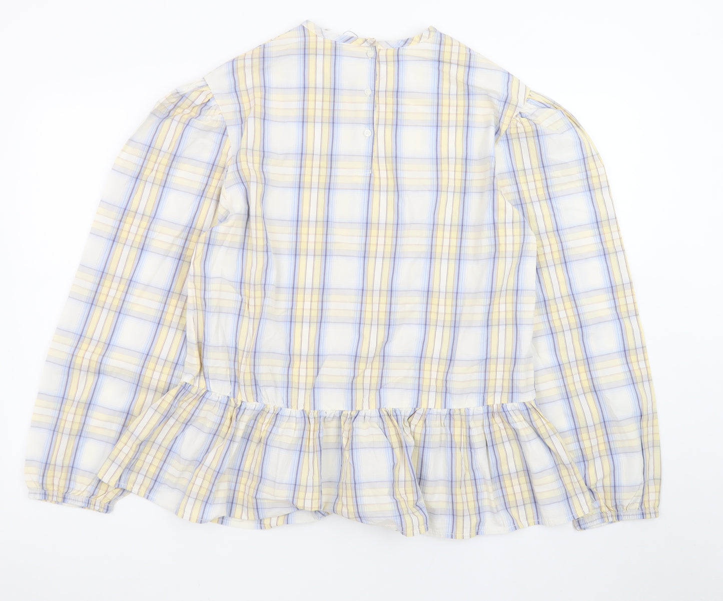 Marks and Spencer Teens Multicoloured Cotton Check Ruffle Blouse Size 16