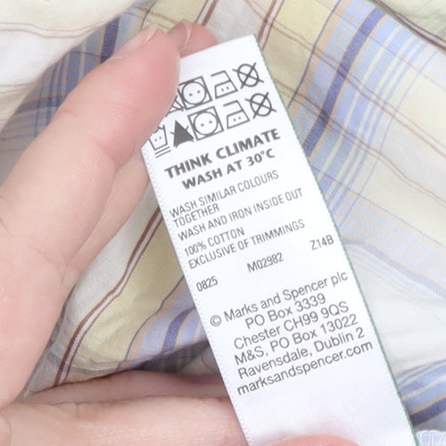 Marks and Spencer Teens Multicoloured Cotton Check Ruffle Blouse Size 16