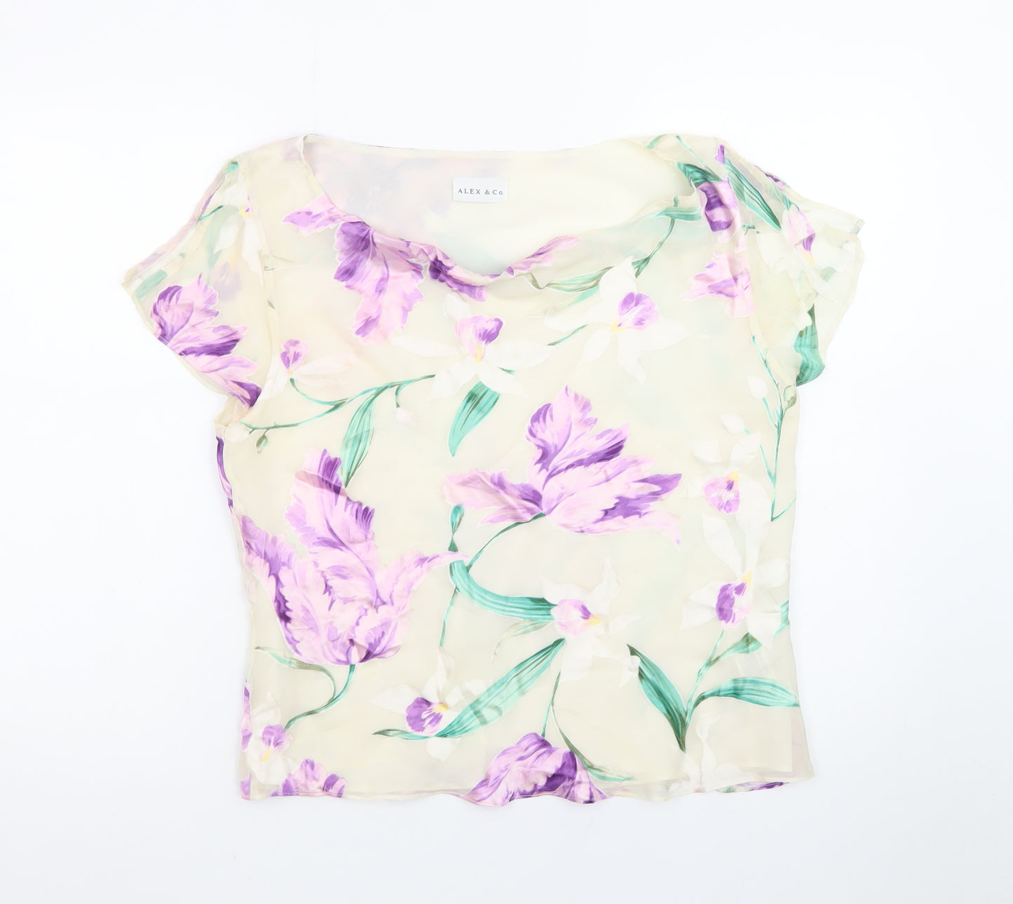 ALEX & Co. Women’s Multicoloured Floral Silk Blend Chiffon Blouse UK 18