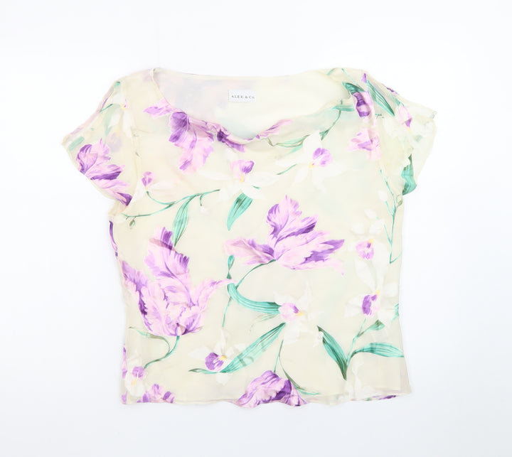 ALEX & Co. Women’s Multicoloured Floral Silk Blend Chiffon Blouse UK 18