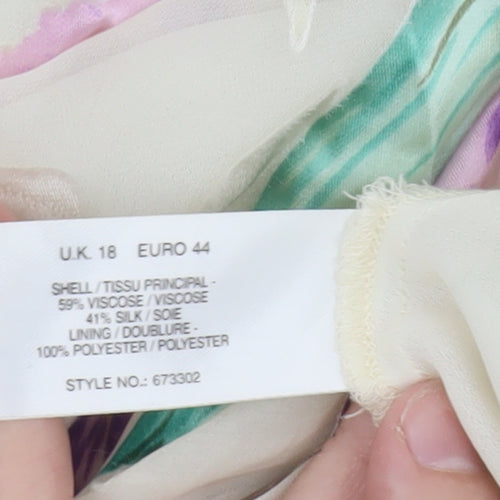 ALEX & Co. Women’s Multicoloured Floral Silk Blend Chiffon Blouse UK 18