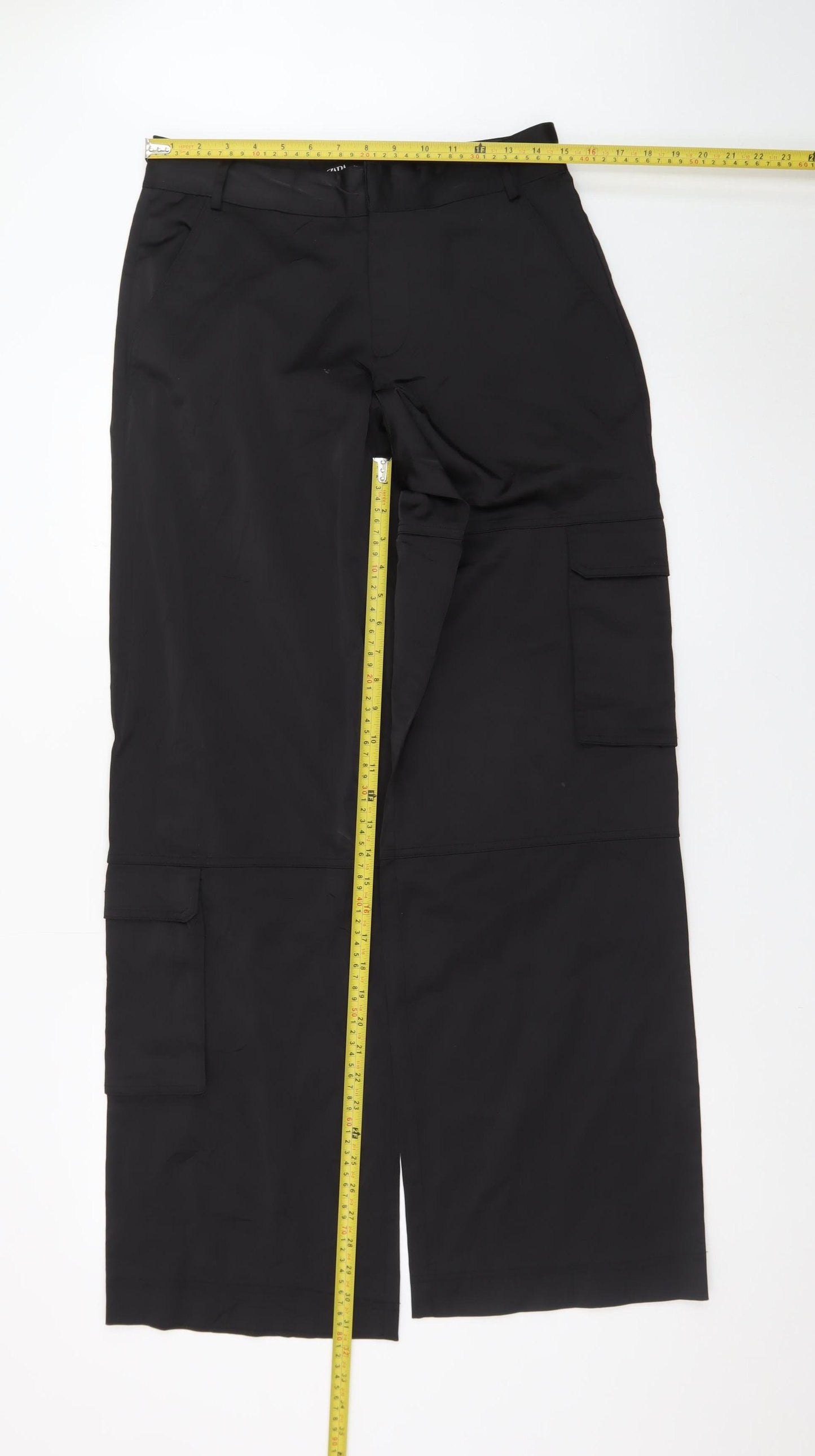 Zara Men's Black Cargo Trousers Size S Regular Fit