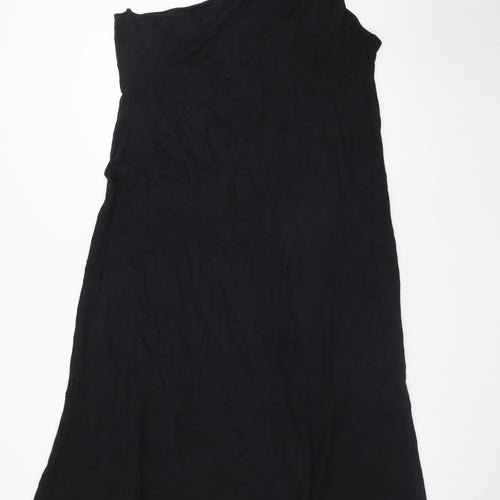 Marks and Spencer Women's Black Cotton One Shoulder A-Line Dress Size 18