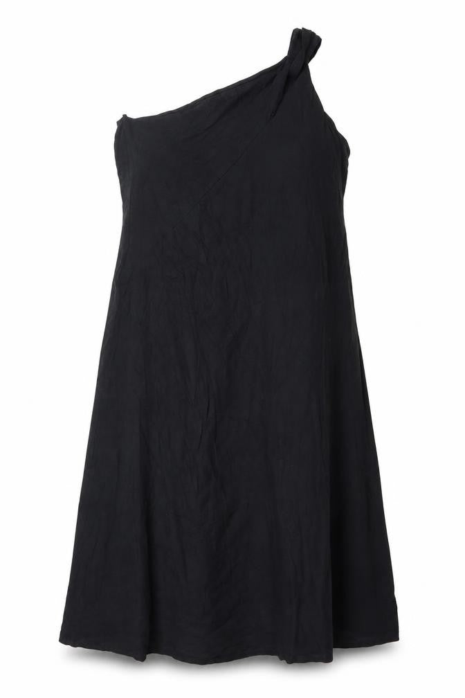 Marks and Spencer Women's Black Cotton One Shoulder A-Line Dress Size 18