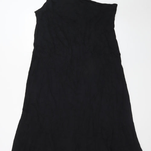 Marks and Spencer Women's Black Cotton One Shoulder A-Line Dress Size 18