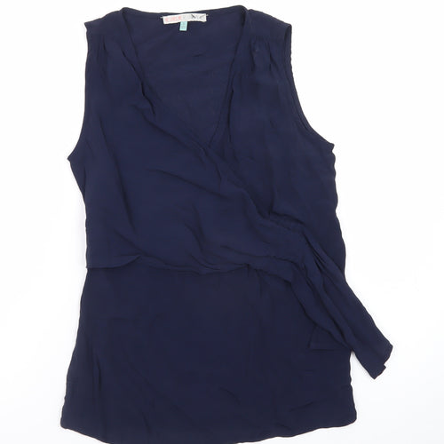 He Loves Me He Loves Me Not Women's Blue XS Wrap Chiffon Blouse