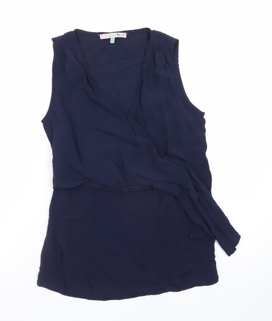 He Loves Me He Loves Me Not Women's Blue XS Wrap Chiffon Blouse