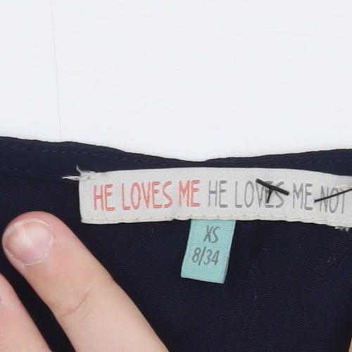 He Loves Me He Loves Me Not Women's Blue XS Wrap Chiffon Blouse