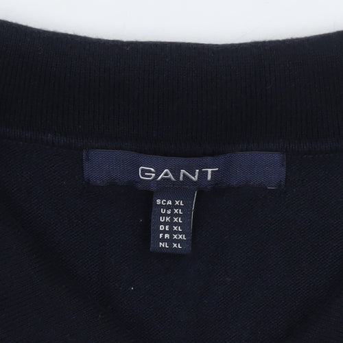 GANT Men's Black XL Cotton Blend Short Sleeve Polo Shirt