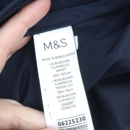 Marks and Spencer Men's Blue 42in Regular Fit Dress Pants