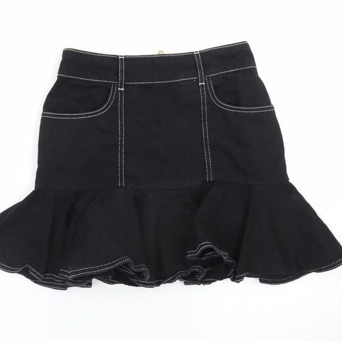 River Island Women’s Black Flared Short Denim Skirt Size 8