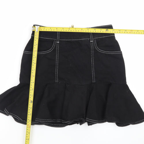 River Island Women’s Black Flared Short Denim Skirt Size 8