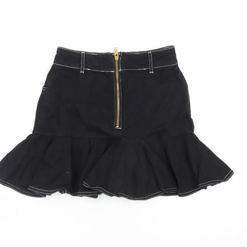River Island Women’s Black Flared Short Denim Skirt Size 8