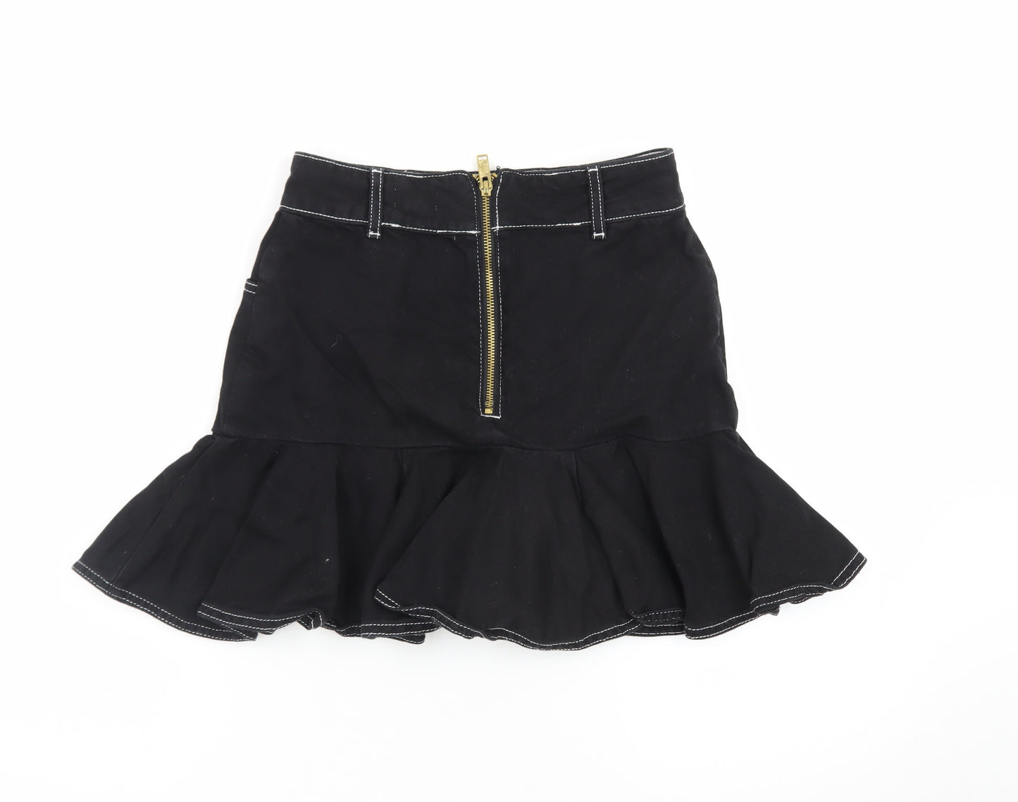 River Island Women’s Black Flared Short Denim Skirt Size 8