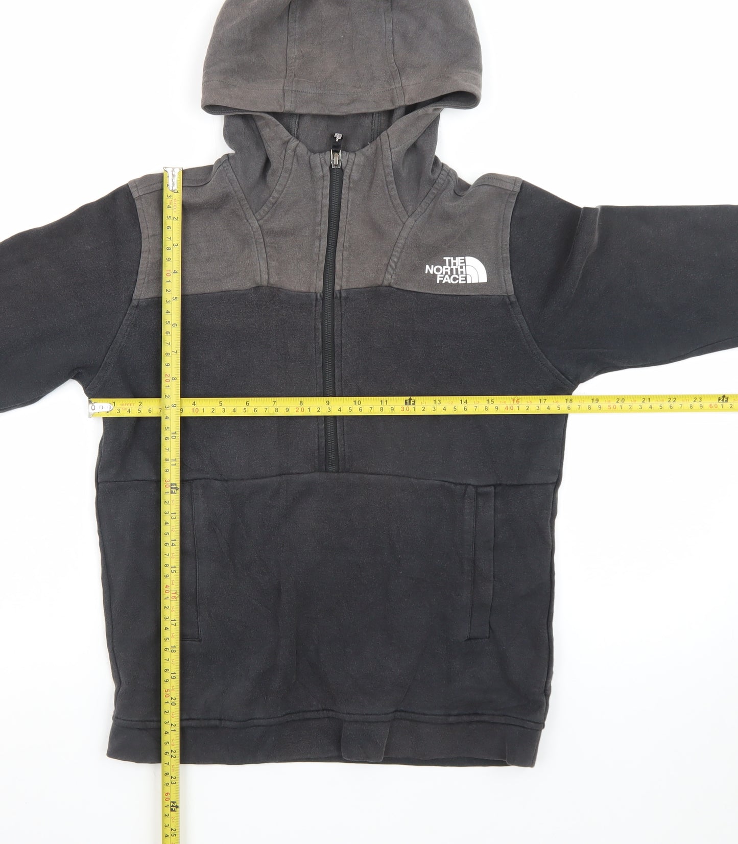 The North Face Boys Black Fleece Full Zip Hoodie Size L Outdoor Warm