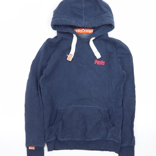 Superdry Women Navy Blue Pullover Hoodie Size L Orange Label