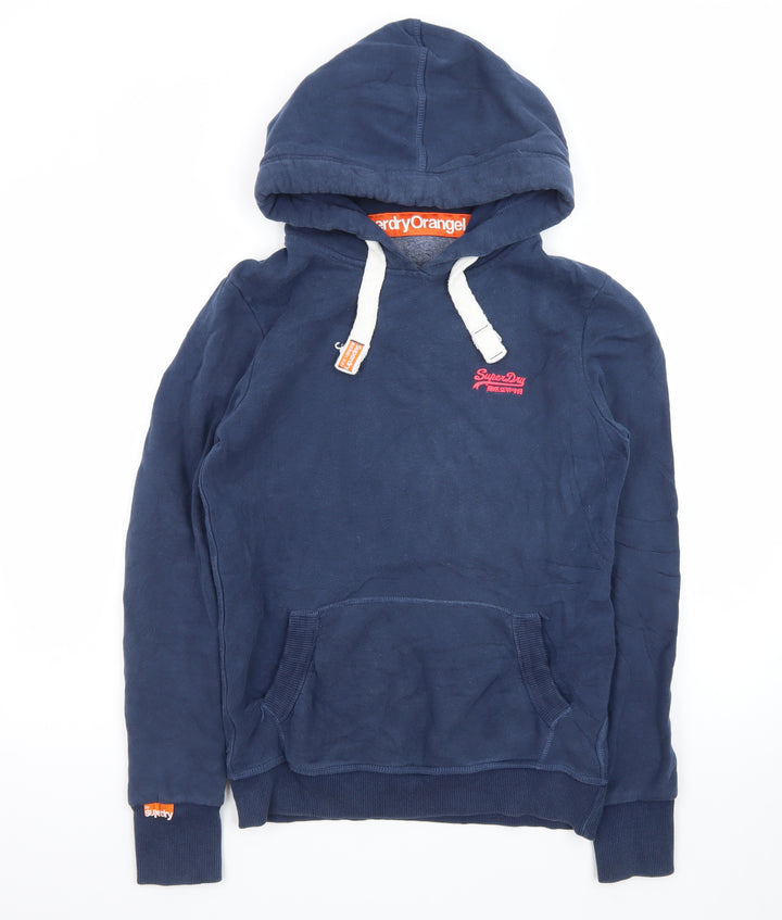 Superdry Women Navy Blue Pullover Hoodie Size L Orange Label
