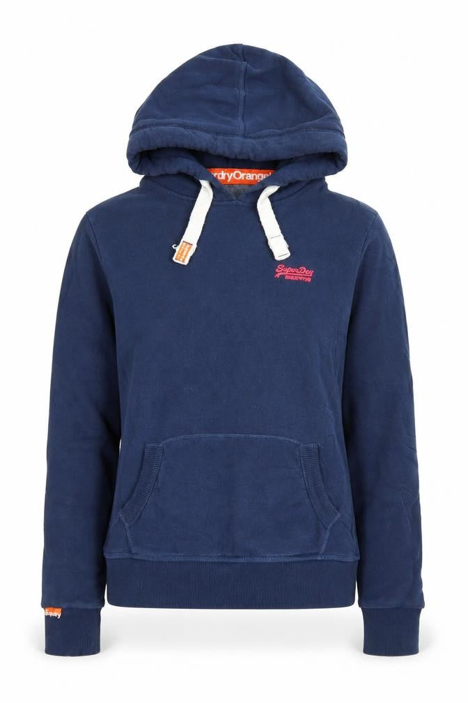 Superdry Women Navy Blue Pullover Hoodie Size L Orange Label