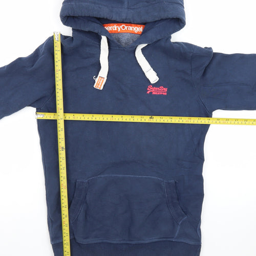 Superdry Women Navy Blue Pullover Hoodie Size L Orange Label