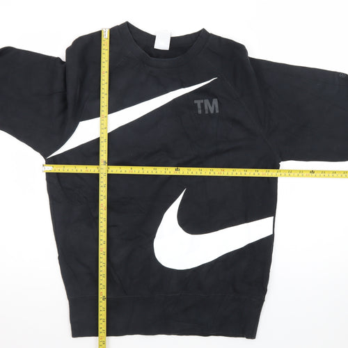 Nike Men's Black Swoosh Logo Graphic Crew Neck Sweatshirt Small
