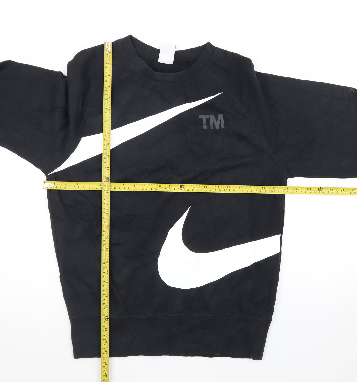 Nike Men's Black Swoosh Logo Graphic Crew Neck Sweatshirt Small