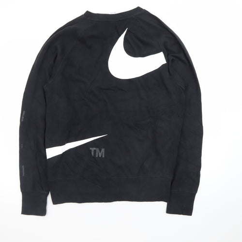 Nike Men's Black Swoosh Logo Graphic Crew Neck Sweatshirt Small