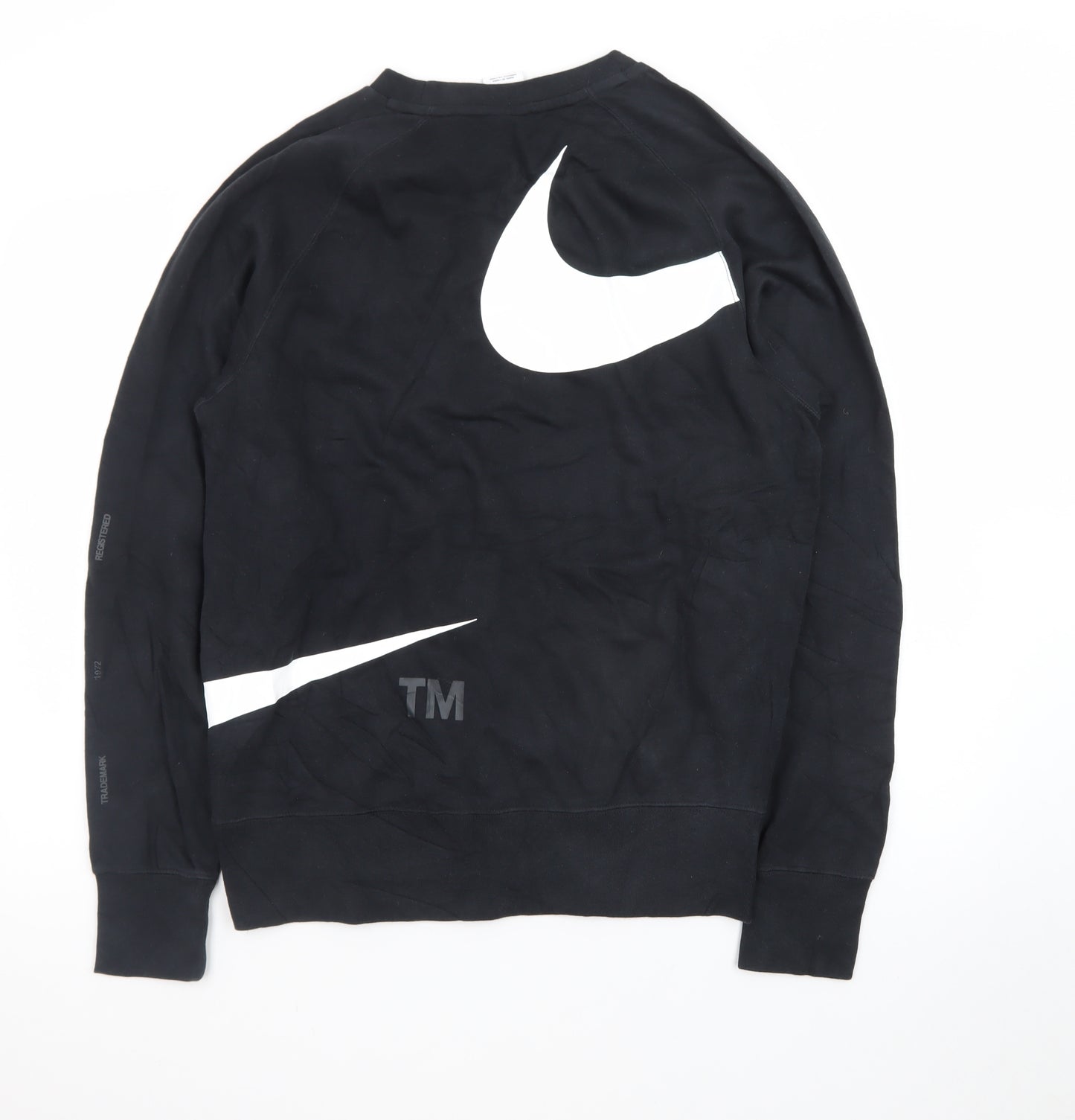Nike Men's Black Swoosh Logo Graphic Crew Neck Sweatshirt Small