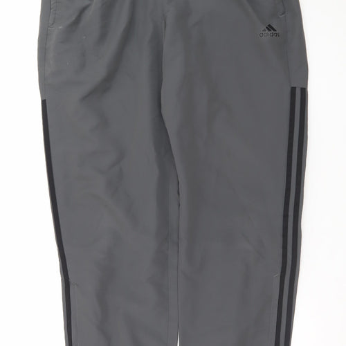 Adidas Men's Grey L Jogger Trousers with Ankle Zip and Pockets