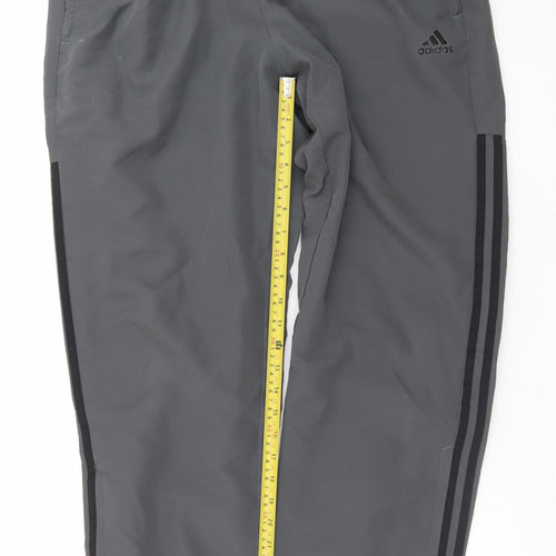 Adidas Men's Grey L Jogger Trousers with Ankle Zip and Pockets
