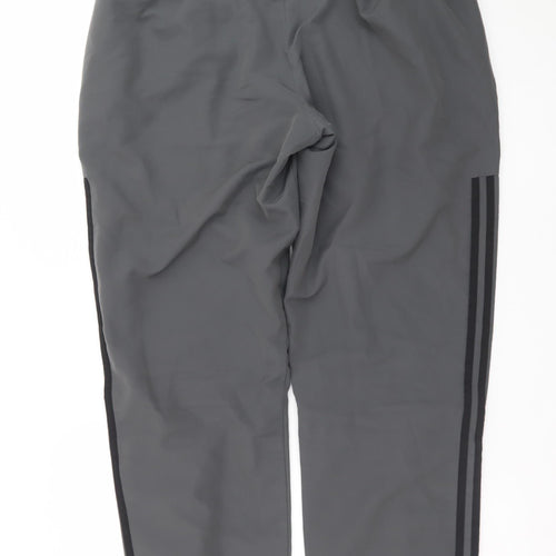 Adidas Men's Grey L Jogger Trousers with Ankle Zip and Pockets