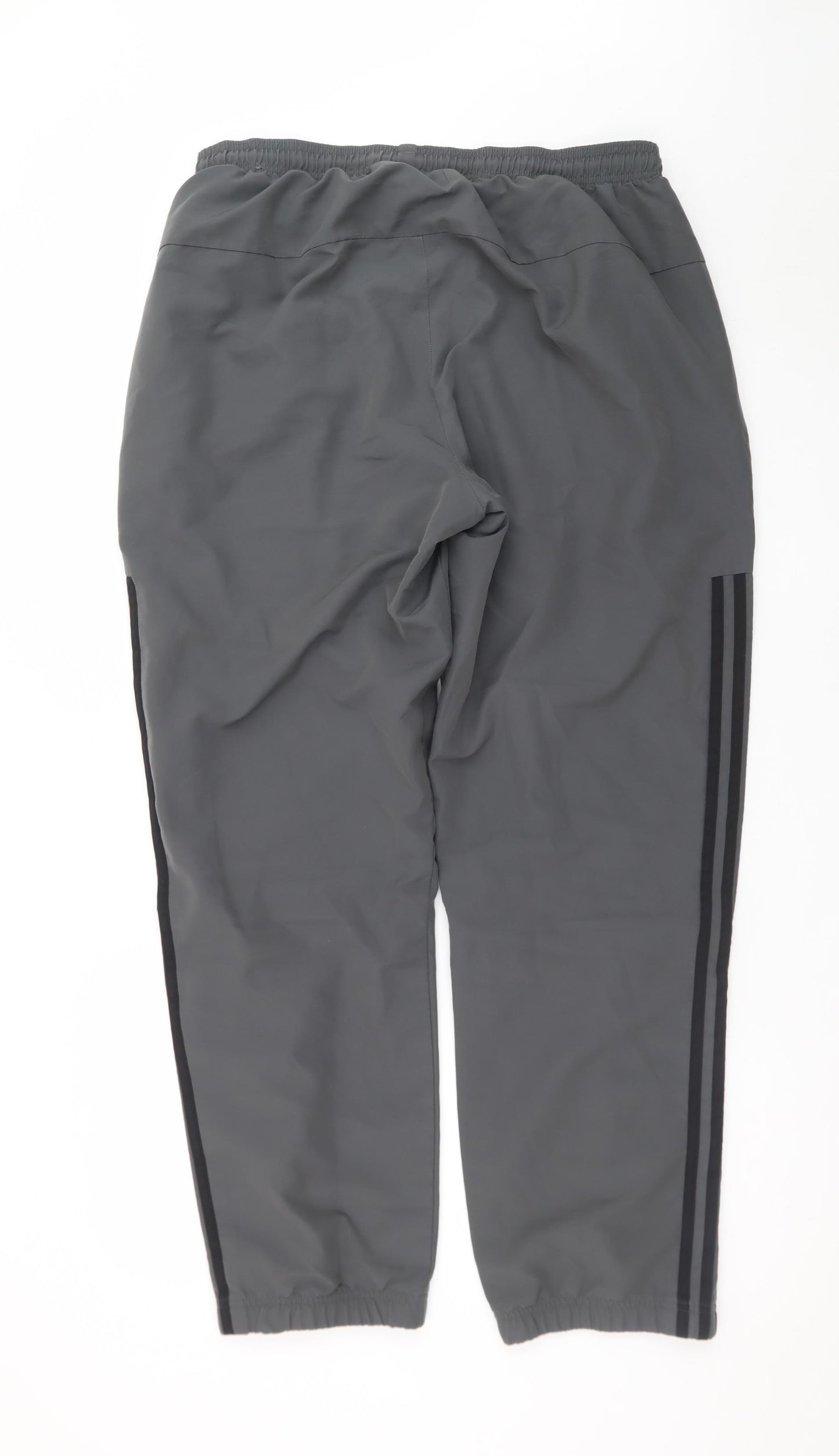 Adidas Men's Grey L Jogger Trousers with Ankle Zip and Pockets