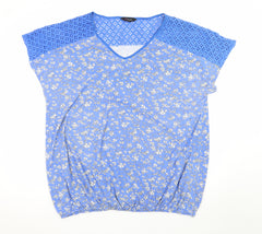 Yours Womens Blue Floral Lace Shoulder Tunic Top Size 22