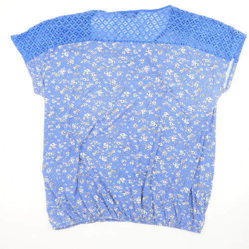 Yours Womens Blue Floral Lace Shoulder Tunic Top Size 22