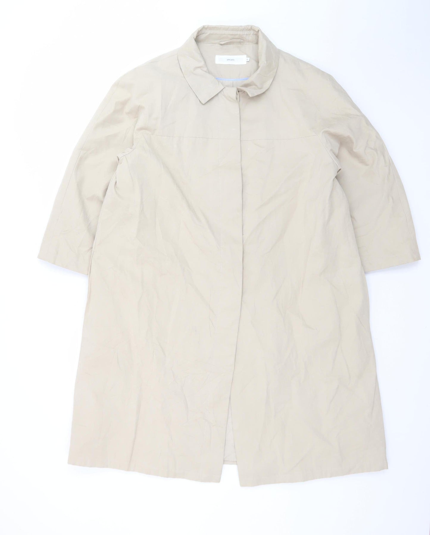 John Lewis Women’s Beige Long Trench Coat Size 16 Cotton Blend