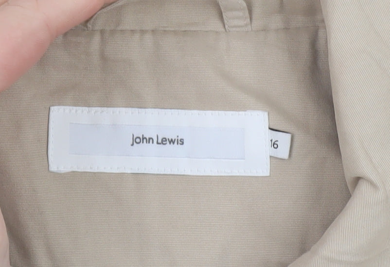 John Lewis Women’s Beige Long Trench Coat Size 16 Cotton Blend