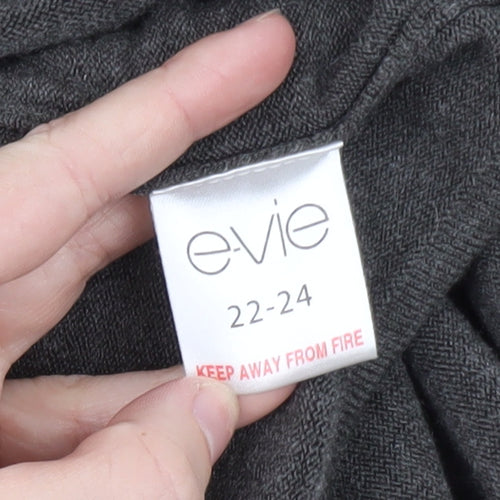 E-vie Women's Grey Ruffle Open Front Long Sleeve Cardigan Size 22-24
