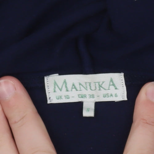 Manuka Unisex Blue Small Pullover Hoodie Embroidered Floral Slim Fit