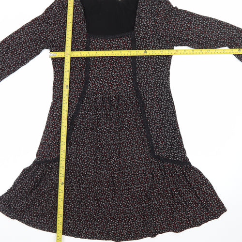 Warehouse Women’s Black Floral Fit & Flare Dress Size 12
