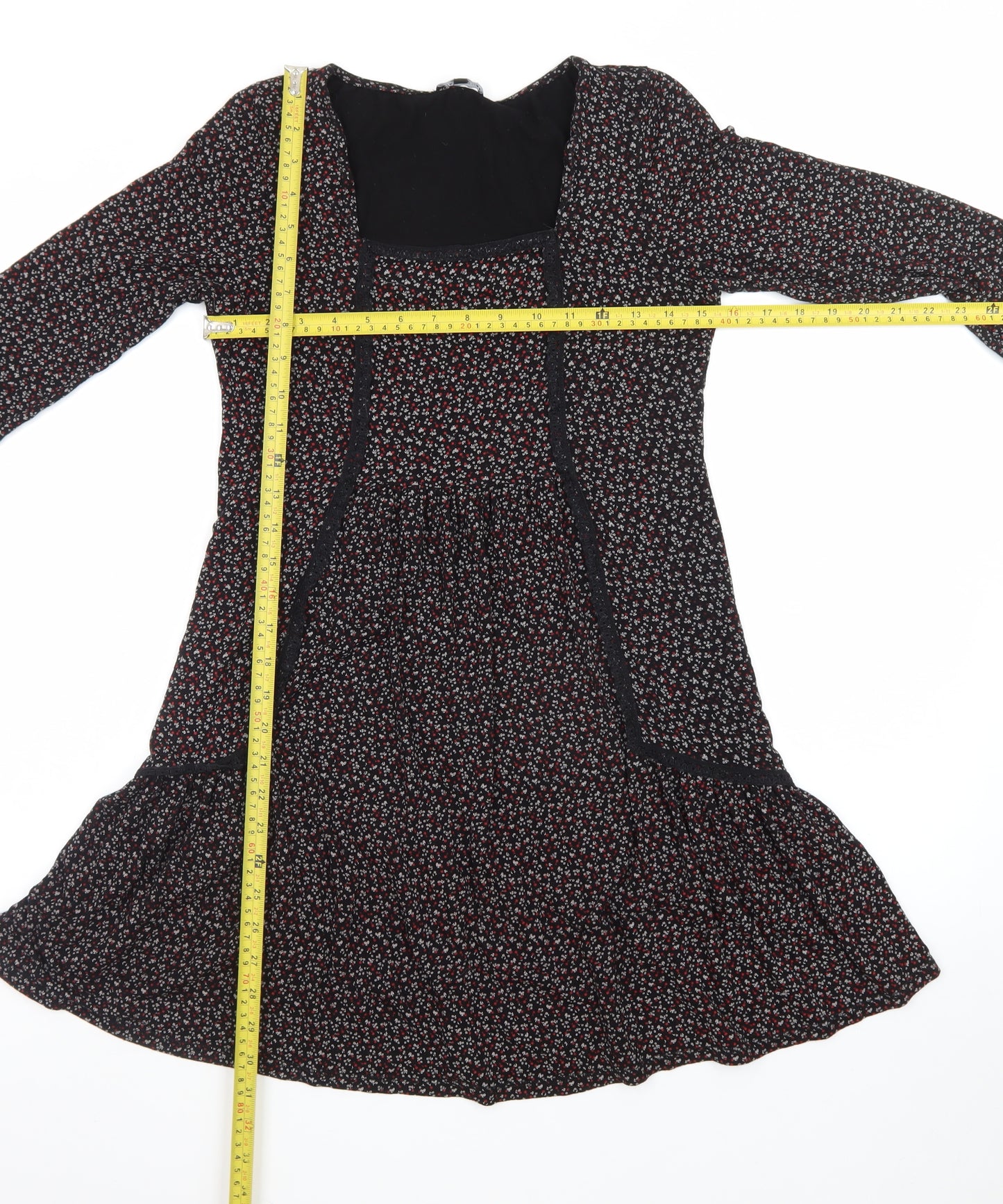 Warehouse Women’s Black Floral Fit & Flare Dress Size 12
