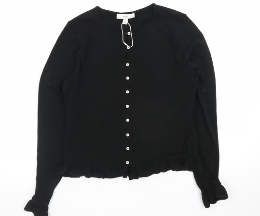 Marks and Spencer Women's Black Ruffle Button Cardigan Size 12