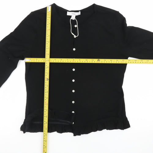 Marks and Spencer Women's Black Ruffle Button Cardigan Size 12