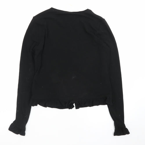 Marks and Spencer Women's Black Ruffle Button Cardigan Size 12