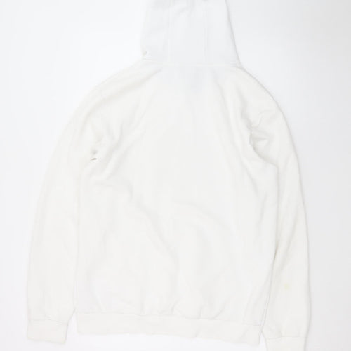 Adidas Mens White Pullover Hoodie L Logo Sports Fleece Sweatshirt