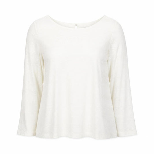 Front view of Marks & Spencer Women’s Ivory Lace Long Sleeve Blouse UK 14