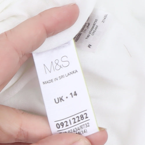 Marks and Spencer Women’s Ivory Lace Long Sleeve Blouse UK 14