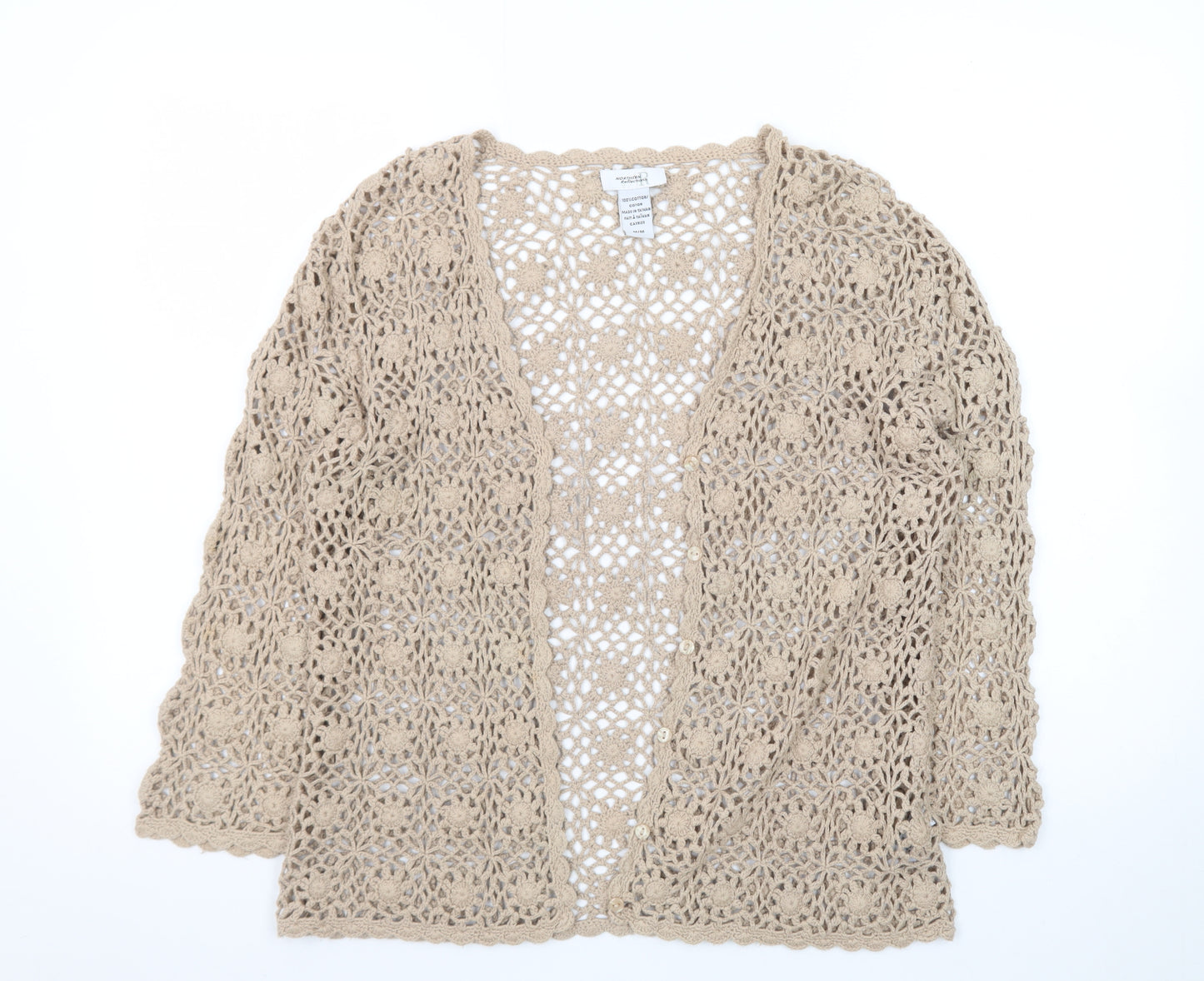 Northern Reflections Women's Beige Crochet Cotton Cardigan M