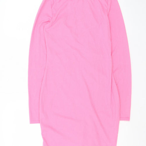MissyEmpire Women’s Pink Bodycon Collared Stretch Dress Size 8