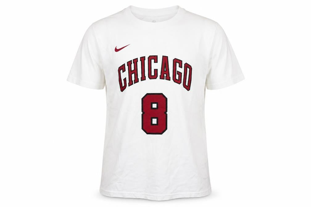 Front view of Nike NBA Chicago 8 White Graphic T-Shirt Teens L
